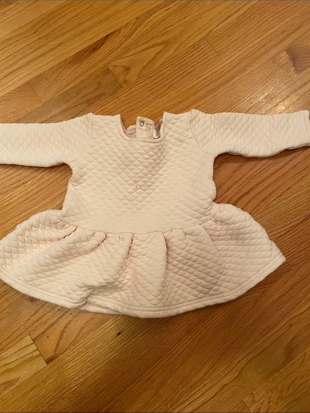 Quilted Baby Peplum Dress - Pale Pink